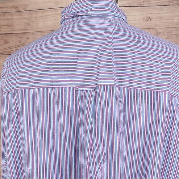 CHAPS EASY CARE PURPLE BLUE STRIPED BUTTON DOWN SHIRT MENS 2XL XXL - Picture 5 of 6